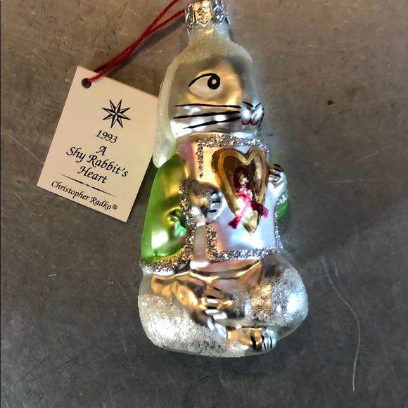 Christopher Radko 1993 A Shy Rabits Heart Christmas ornament - Picture 1 of 5